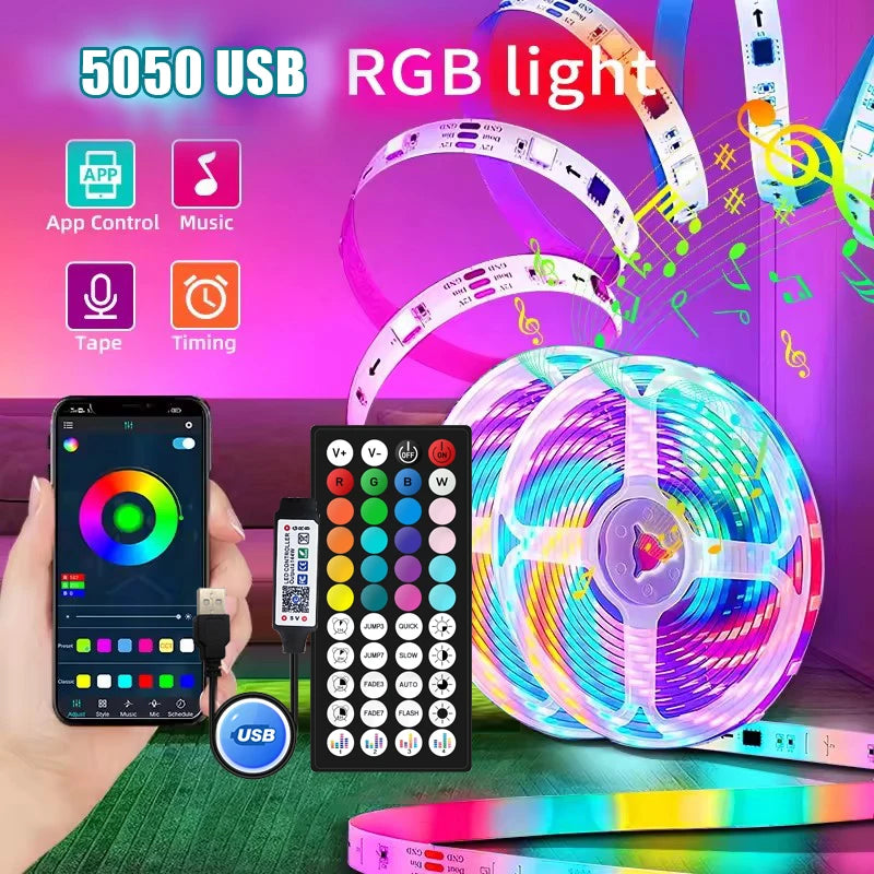 Led Tape 1-30M Usb Led Strip Light 5V Led Band with Wifi Bluetooth Remote Control Adhesive Ice String Led Fairy Lights Ribbon