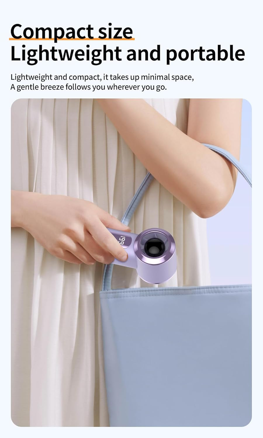 Portable Handheld Turbo Fan - 5 Gear High Speed，Adjustable Strong Wind Mini Pocket Fan,Usb-C Rechargeable Personal Cooling Fan，Travel Essentials, Beach Vacation Camping Daily Use