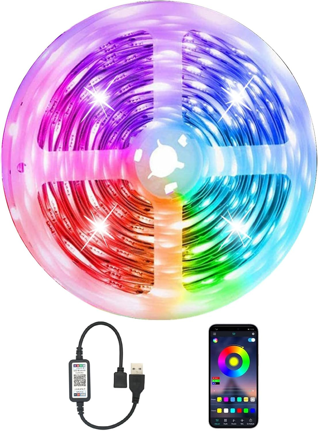 LED Strip Lights 65.6Ft Music Sync Color Changing RGB Led Lights for Bedroom with App Control Bluetooth LED Lights,Usb-Powered for Bedroom Room Apartment Kitchen Party Decorations