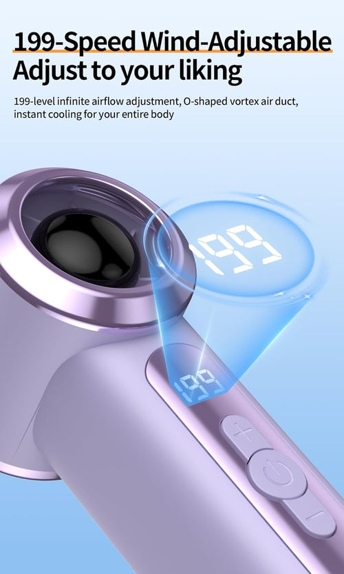 Portable Handheld Turbo Fan - 5 Gear High Speed，Adjustable Strong Wind Mini Pocket Fan,Usb-C Rechargeable Personal Cooling Fan，Travel Essentials, Beach Vacation Camping Daily Use