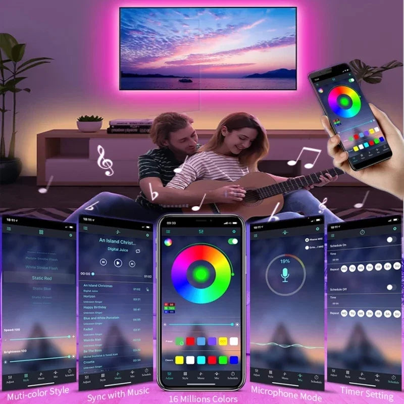 Led Tape 1-30M Usb Led Strip Light 5V Led Band with Wifi Bluetooth Remote Control Adhesive Ice String Led Fairy Lights Ribbon